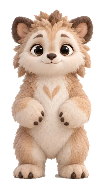 Buddy, the warm beige Illuvrio creature with an organic V-shaped chest marking